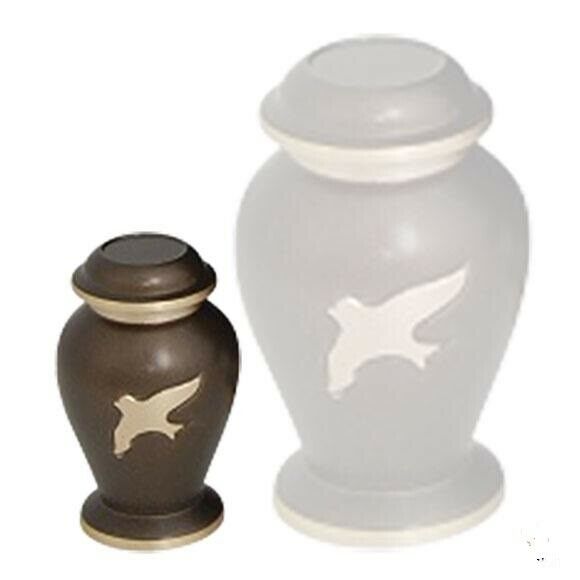 Small/Keepsake 4 Cubic Inch Brass Birds in Flight Funeral Cremation Urn