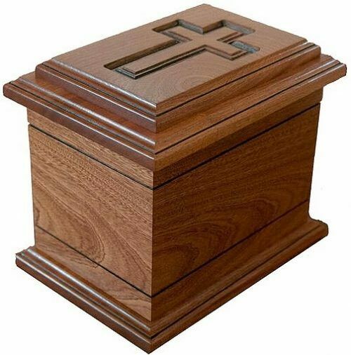 Large 220 Cubic In Wilmington Mahogany Cross Funeral Cremation Urn-Made in USA