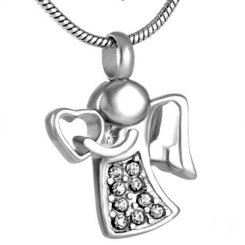 Stainless Steel Make a Wish Angel Funeral Cremation Urn Memorial Pendant Jewelry