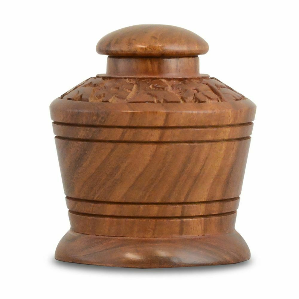 Small/Keepsake 5 Cubic Inches Redlyn Wood Funeral Cremation Urn for Ashes