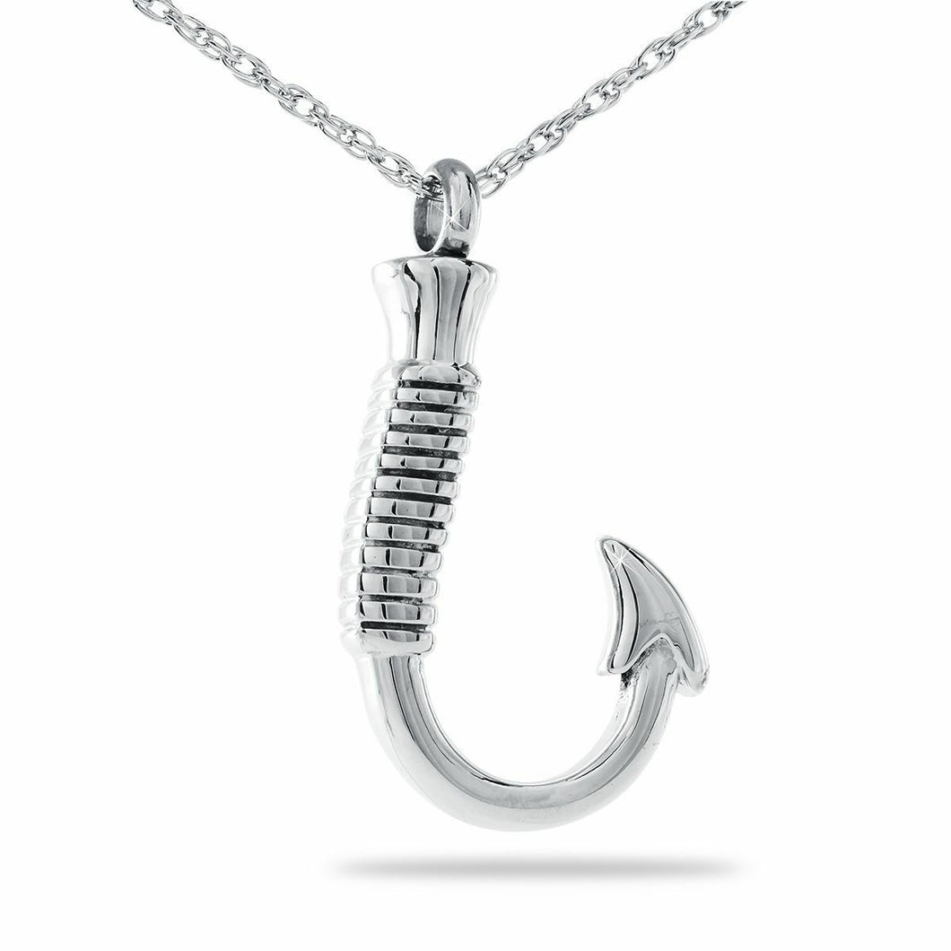 Small/Keepsake Fishing Hook Stainless Steel Pendant Funeral Cremation Urn