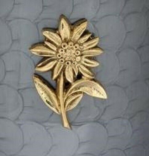 Brass Sunflower Applique for Funeral Round Cremation Urn, Pewter Also Available