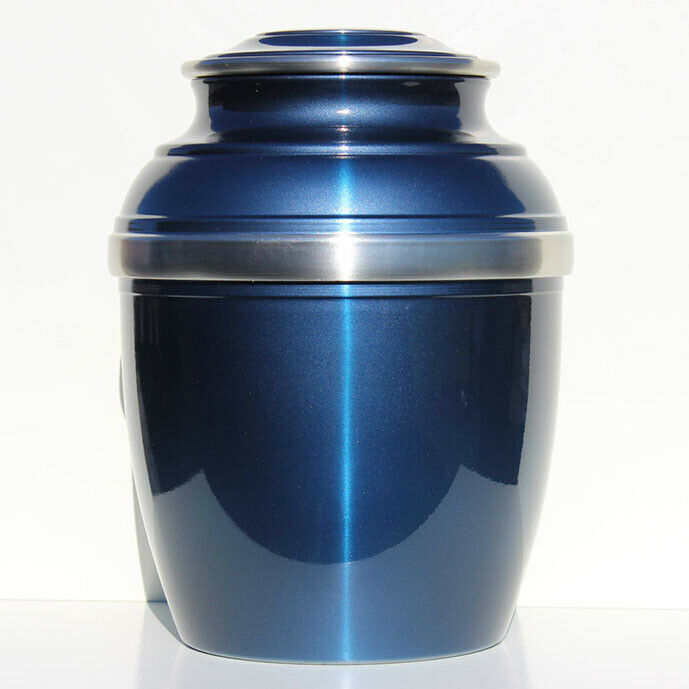 Large/Adult 220 Cubic Inch Pewter Blue Calypso Funeral Cremation Urn for Ashes