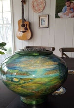 Load image into Gallery viewer, Hand Painted Wood Adult Ireland Landscape Funeral Cremation Urn,225 Cubic Inches
