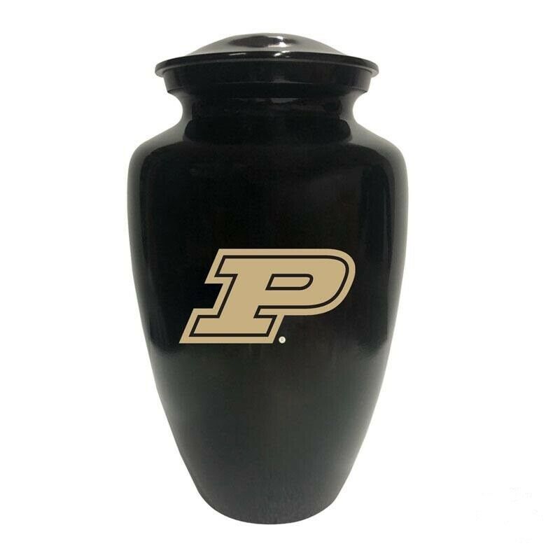 Large/Adult 220 Cubic Inch Purdue Boilermakers Black Aluminum Cremation Urn