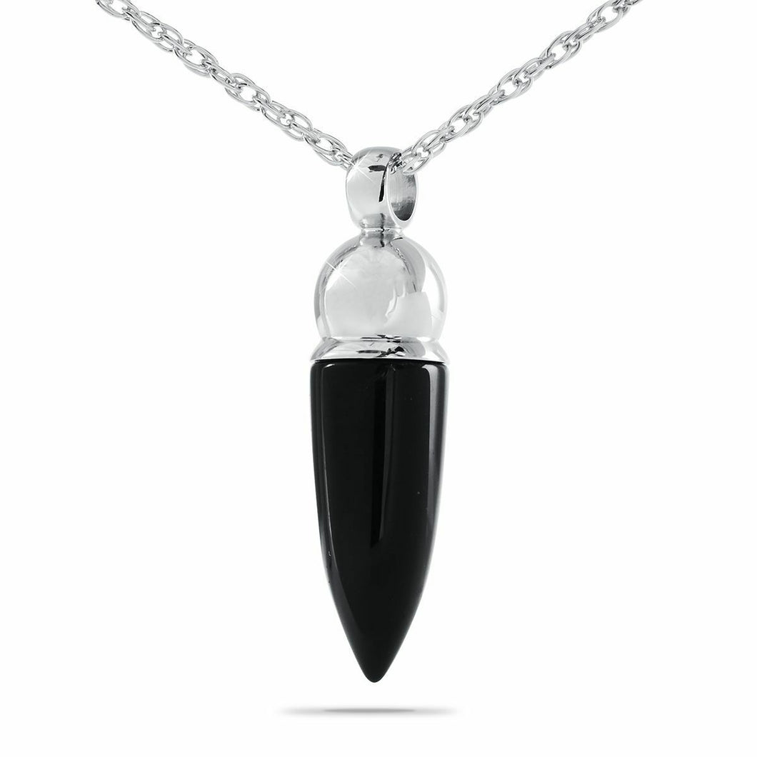 Black & Silver Stainless Steel Pendant/Necklace Funeral Cremation Urn for Ashes