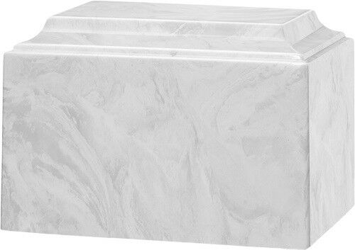 Large/Adult 225 Cubic Inch Tuscany White Cultured Marble Cremation Urn for Ashes