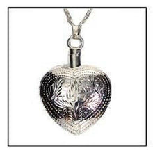 Load image into Gallery viewer, Simple Heart Sterling Silver Funeral Cremation Urn Pendant w/Chain for Ashes
