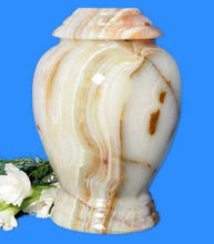 Load image into Gallery viewer, Large/Adult 220 Cubic Inch White Onyx Kylix Marble Funeral Cremation Urn
