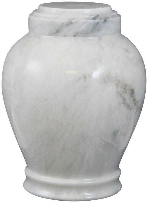 Large/Adult 220 Cubic Inch Embrace Antique White Marble Funeral Cremation Urn