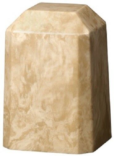 Small/Keepsake 36 Cubic Inch Creme Square Cultured Marble Funeral Cremation Urn