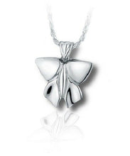 Load image into Gallery viewer, Sterling Silver Modern Butterfly Funeral Cremation Urn Pendant for Ashes w/Chain

