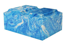 Load image into Gallery viewer, XL Companion Funeral Cremation Urn For Ashes Cultured Marble Sky Blue Tuscany
