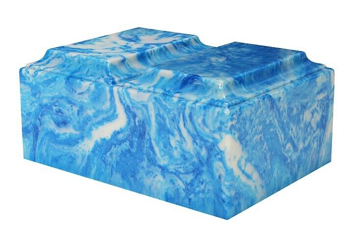 XL Companion Funeral Cremation Urn For Ashes Cultured Marble Sky Blue Tuscany