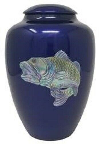 Large/Adult 200 Cubic Inch Fiber Glass Shell Art Bass Funeral Cremation Urn