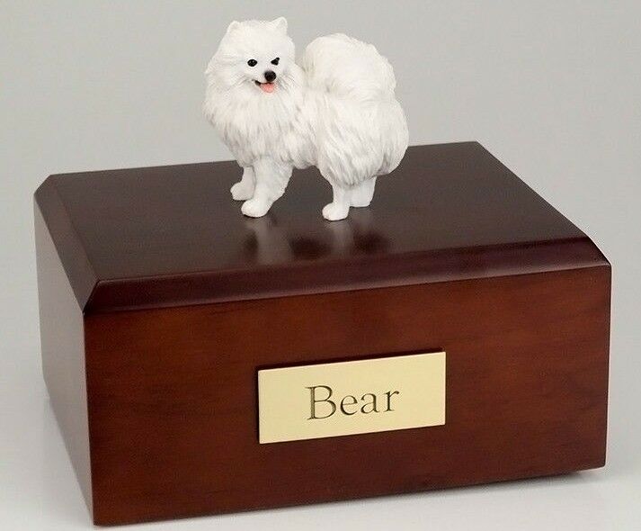 American Eskimo Min. Pet Funeral Cremation Urn Avail in 3 Diff Colors & 4 Sizes
