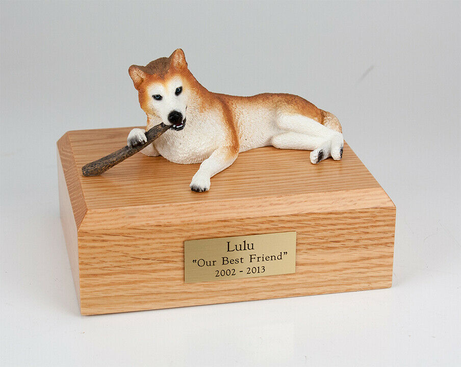 Husky, Red/White Stand Pet Cremation Urn Available in 3 Diff. Colors & 4 Sizes