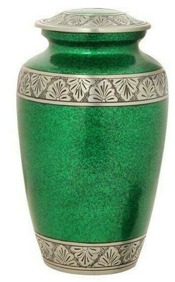 Large/Adult 200 Cubic Inch Metal Royal Green Funeral Cremation Urn for Ashes