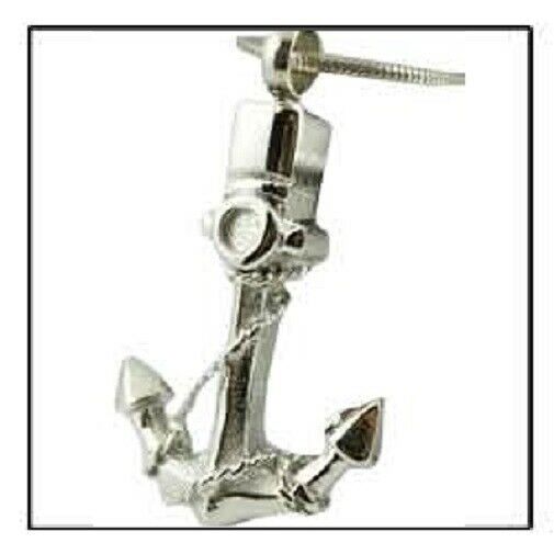Ship Anchor Sterling Silver Funeral Cremation Urn Pendant w/Chain for Ashes