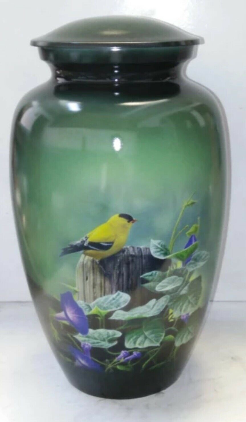 Large/Adult 200 Cubic Inch Goldfinch Bird Aluminum Cremation Urn for Ashes