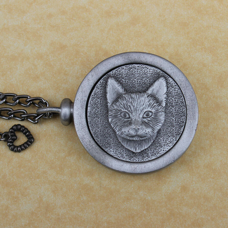 Pewter Keepsake Pet Memory Charm Cremation Urn with Chain - Forever Feline