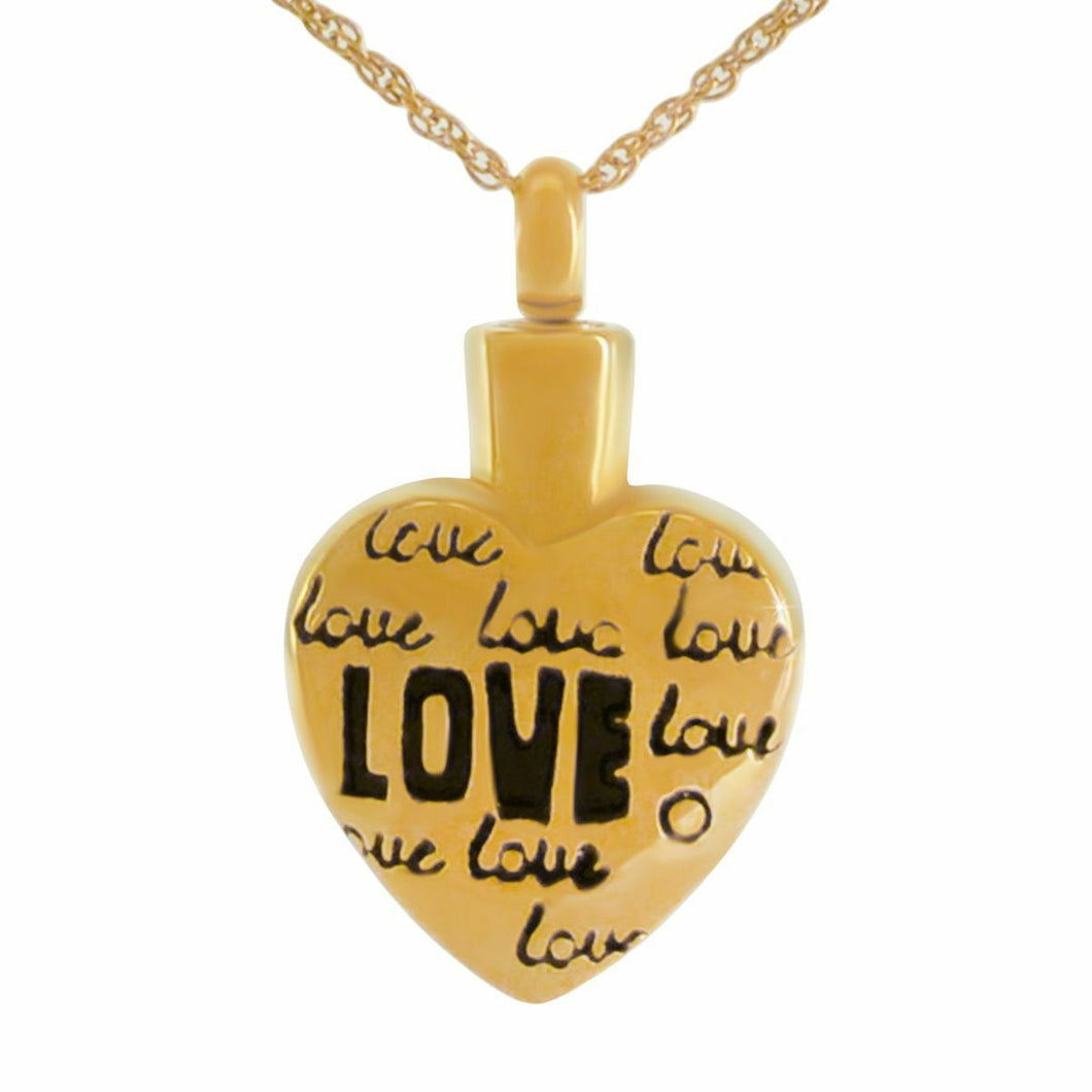 Small/Keepsake Gold Plated Continuous Love Pendant Cremation Urn for Ashes