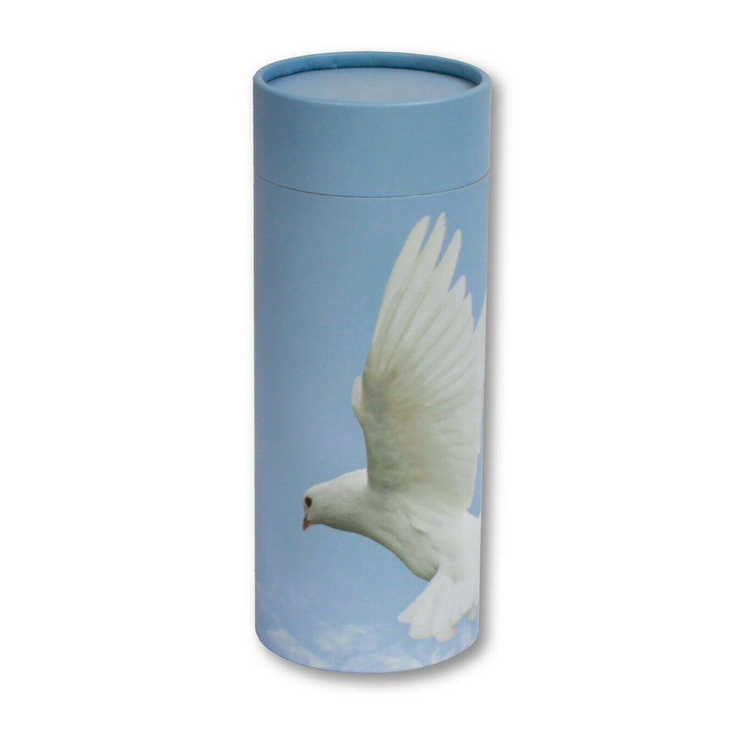Biodegradable Eco-Friendly Adult Scattering Tube Cremation Urn, 200 Cubic Inches Ascending Dove