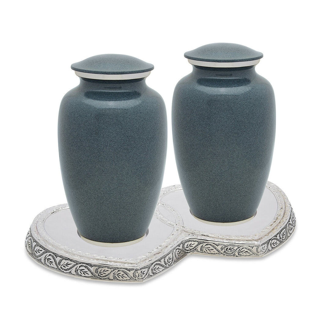 Companion 440 Cubic Inch 2 Adult Granite Funeral Cremation Urns w Base For Ashes