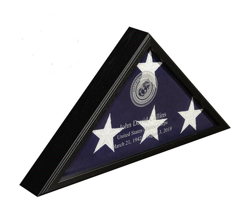 Black Veteran Flag Case for 5' X 9.5' Flag, Cremation Urn Base Available