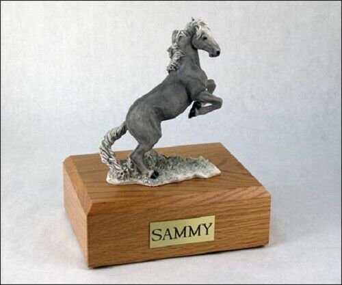 Horse Mustang Gray Figurine Funeral Cremation Urn Avail. 3 Diff Colors & 4 Sizes