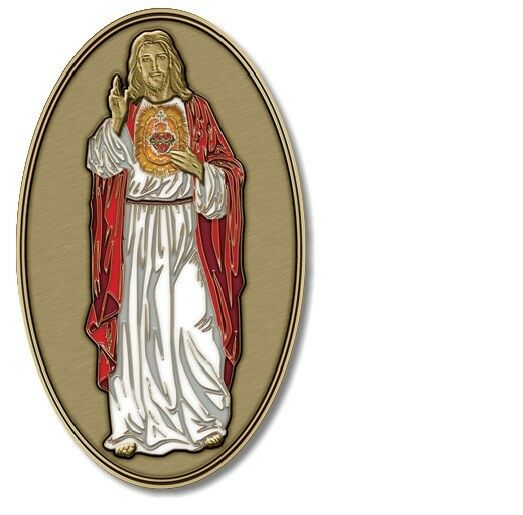 Christ Sacred Heart Medallion for Box Cremation Urn/Flag Case - 3