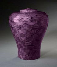 Load image into Gallery viewer, Lily Purple Oak Wood Adult Funeral Cremation Urn, 210 Cubic Inches
