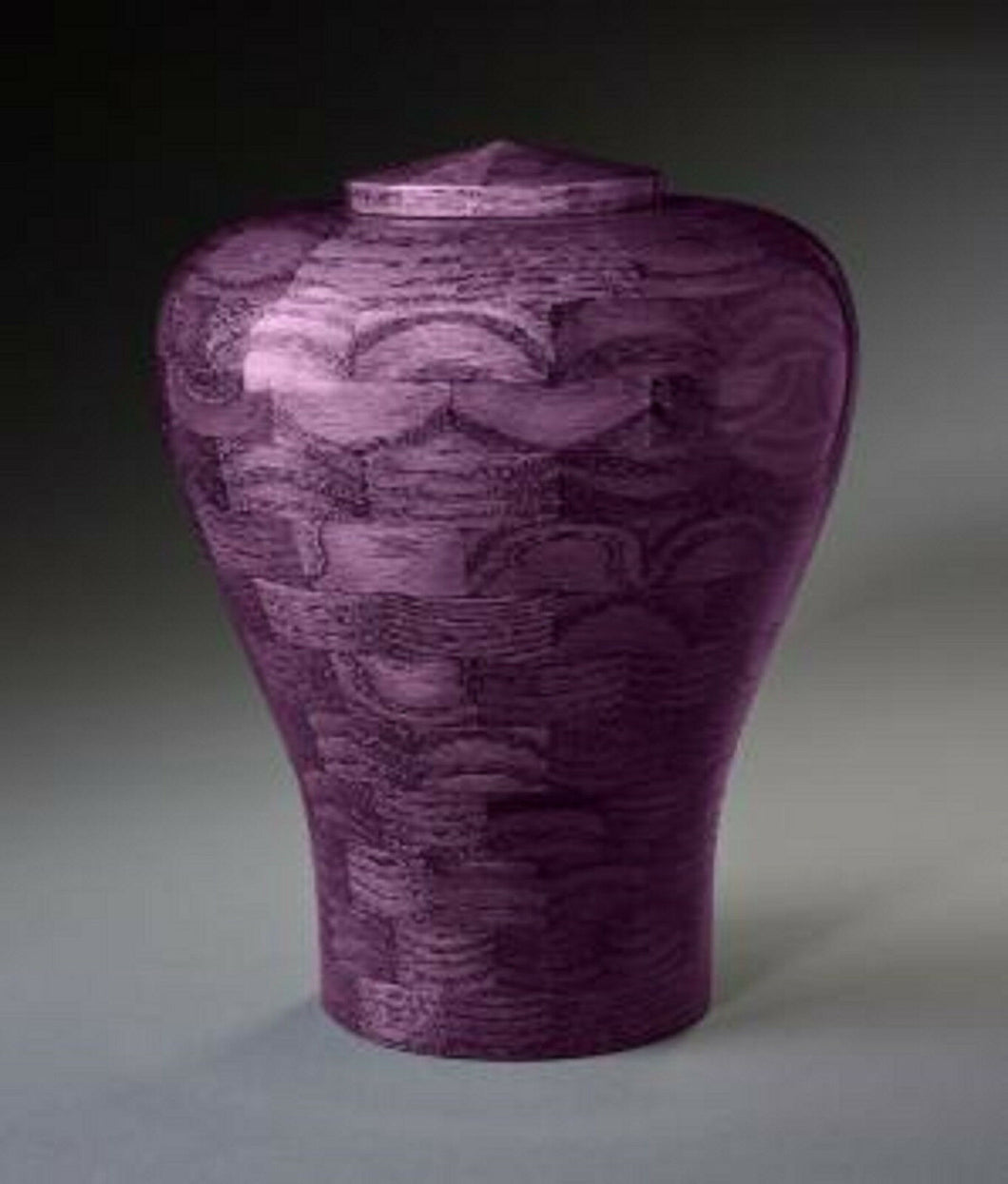 Lily Purple Oak Wood Adult Funeral Cremation Urn, 210 Cubic Inches