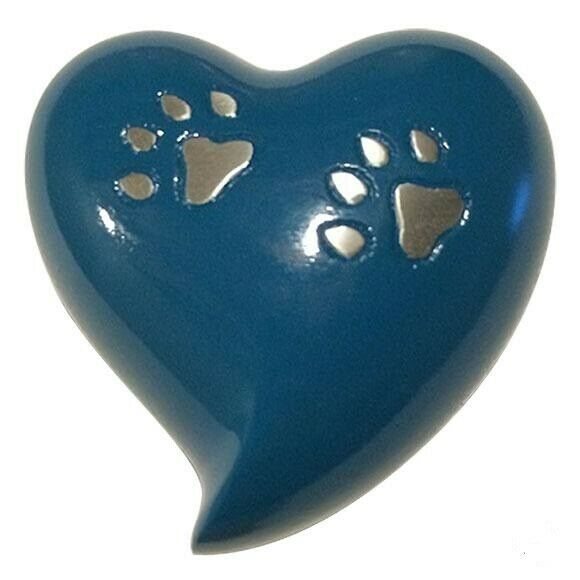 Small/Keepsake 5 Cubic Inch Blue Paw Inlaid Pet Funeral Cremation Urn for Ashes
