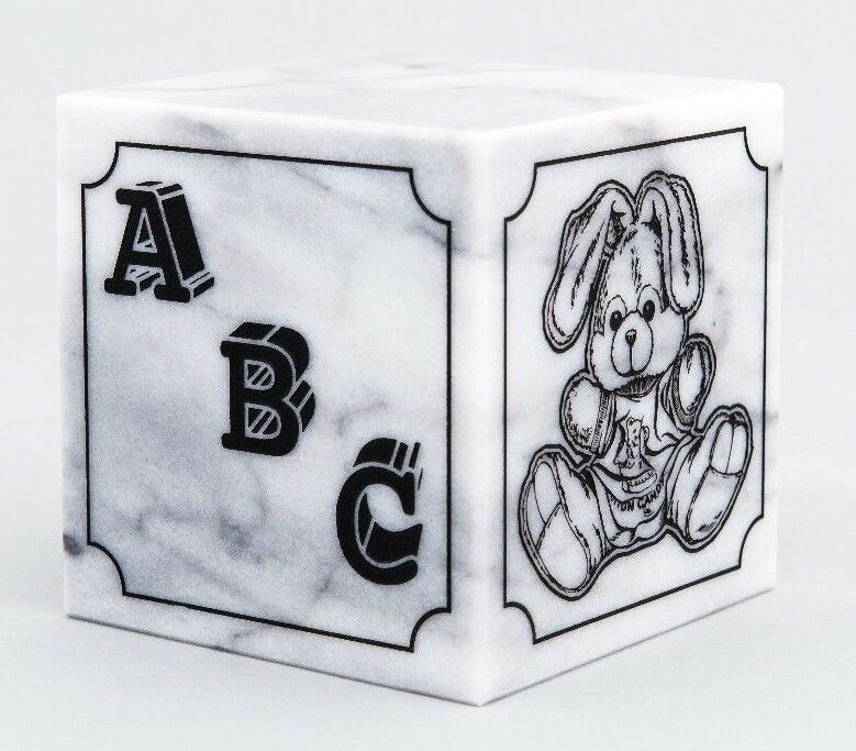 Small/Keepsake 20 Cubic Inch White Natural Marble Infant Urn for Cremation Bunny