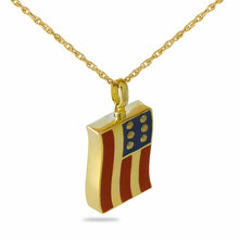 Load image into Gallery viewer, 18K Solid Gold American Flag Pendant/Necklace Funeral Cremation Urn for Ashes

