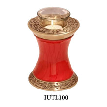 Load image into Gallery viewer, Small/Keepsake 20 Cubic Inch Brass Baroque Red Tealight Cremation Urn
