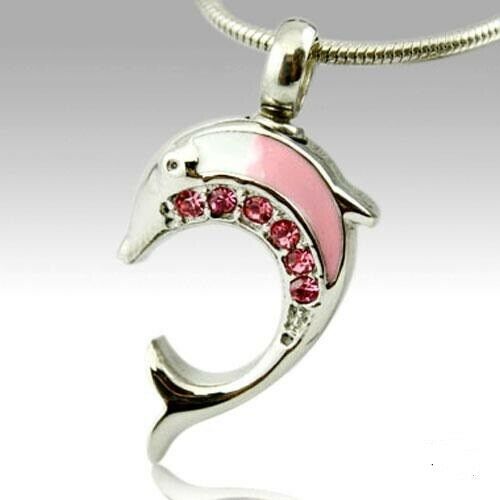 Stainless Steel Dolphin Funeral Cremation Urn Memorial Pendant Jewelry