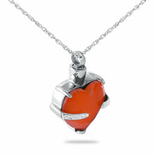 Load image into Gallery viewer, Small/Keepsake Orange Crystal Heart Stainless Steel Pendant Cremation Urn

