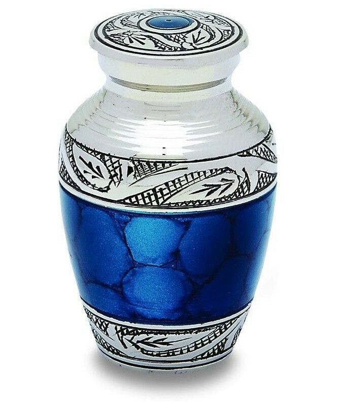 Grecian Blue 3 Cubic Inches Small/Keepsake Funeral Cremation Urn for Ashes