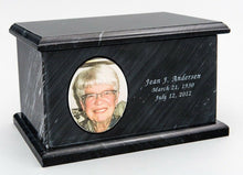 Load image into Gallery viewer, Large/Adult 240 Cubic Inches Black Evermore Rectangle Natural Marble Urn

