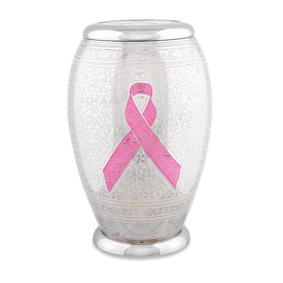 Small/Keepsake 3 Cubic Inches Pink Cancer Ribbon Funeral Cremation Urn for Ashes