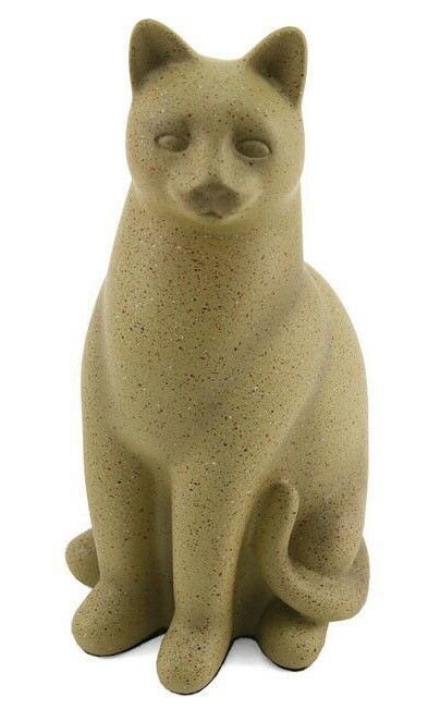 Small/Keepsake Fawn Elite Cat Resin Funeral Cremation Urn, 25 Cubic Inches