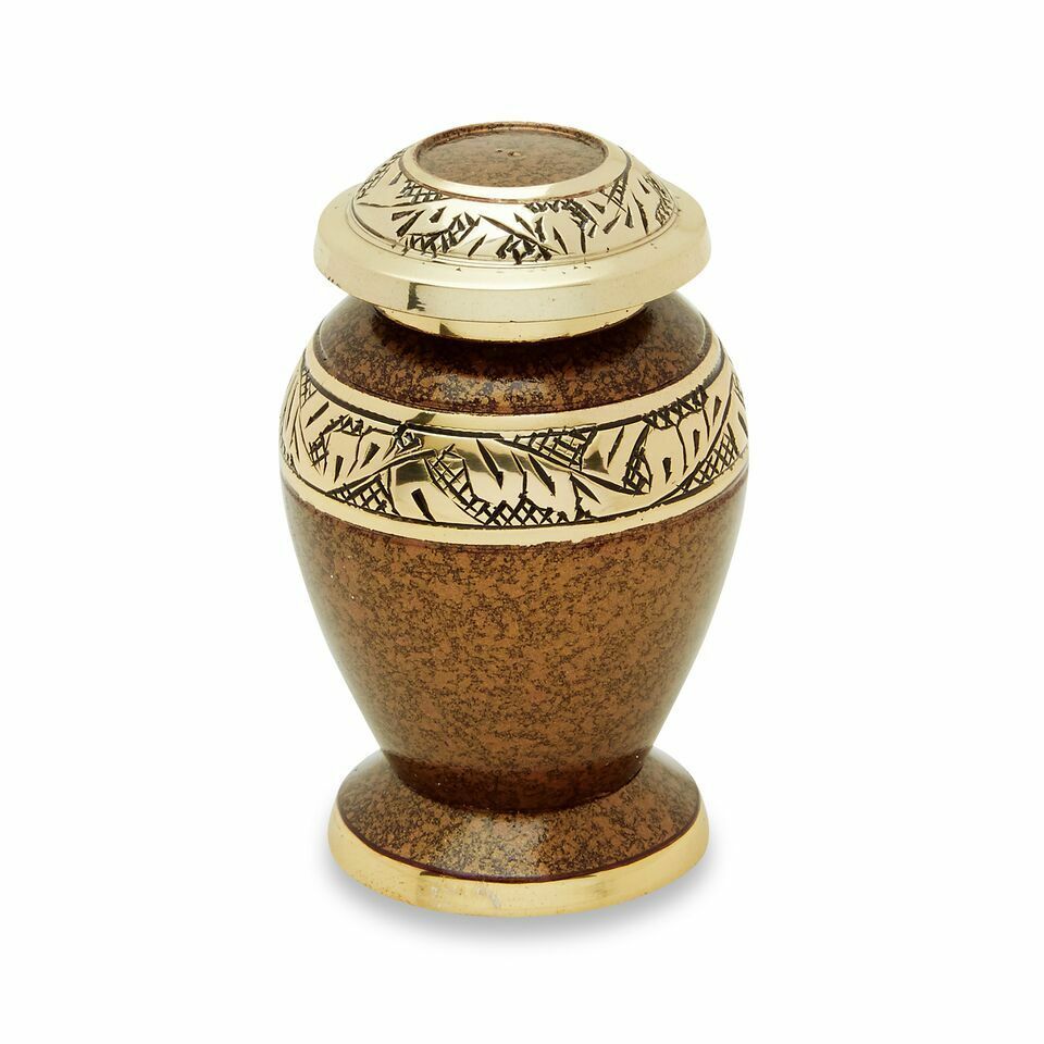 Brown Brass 3 Cubic Inches Small/Keepsake Funeral Cremation Urn for Ashes