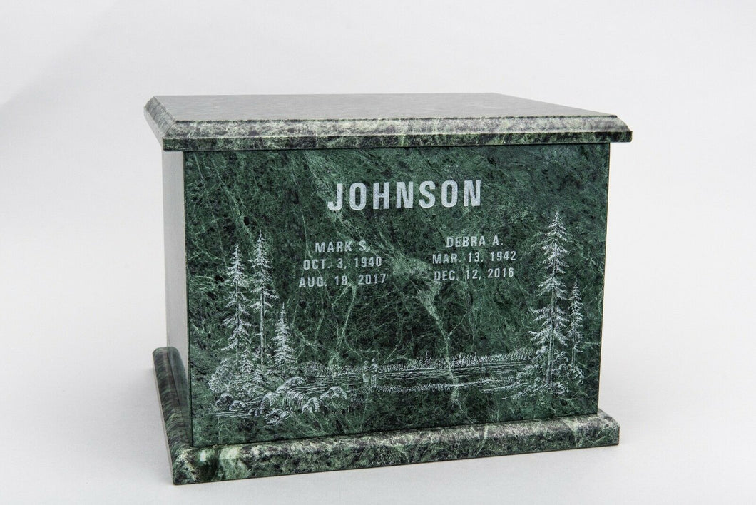 Small/Keepsake 0.2 Cubic Inches Green Natural Marble Companion Cremation Urn