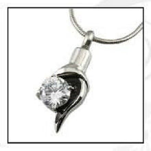 Load image into Gallery viewer, Diamond Accent Stainless Steel Funeral Cremation Urn Pendant w/Chain for Ashes
