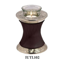 Load image into Gallery viewer, Small/Keepsake 20 Cubic Inch Brass Baroque Shadow Tealight Cremation Urn
