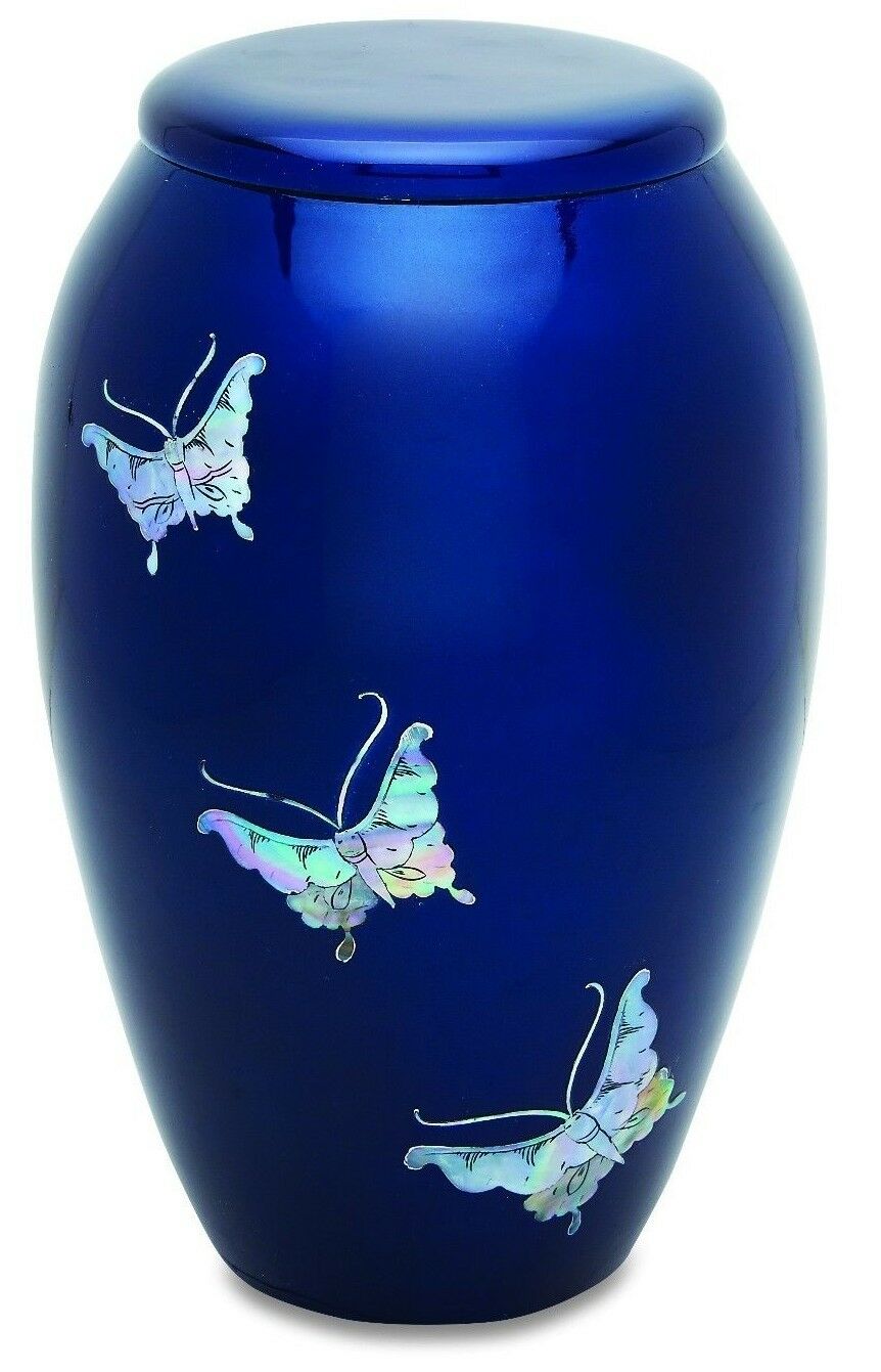 Blue Pearl Butterfly 210 Cubic Inches Large/Adult Cremation Urn for Ashes