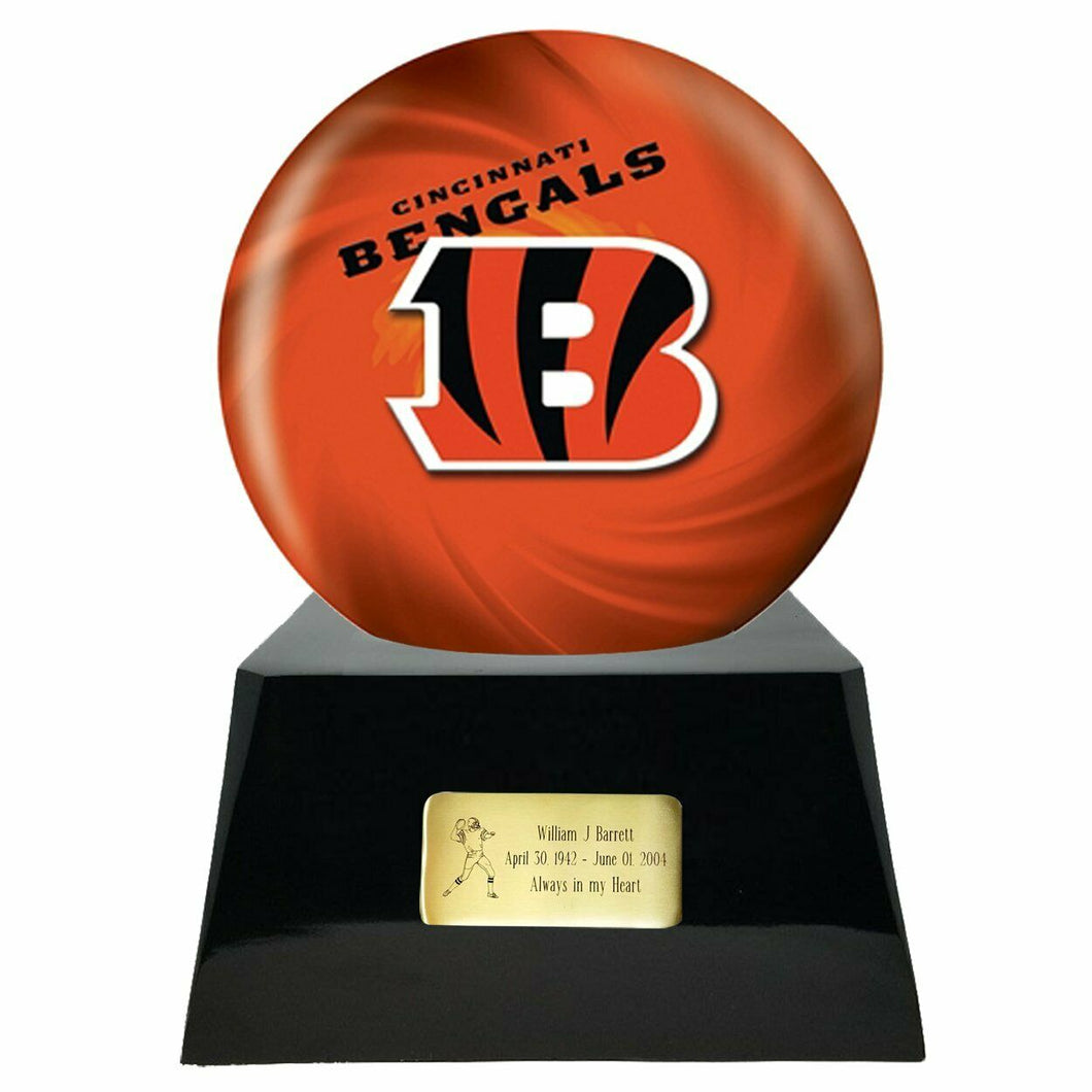 Large/Adult 200 Cubic Inch Cincinnati Bengals Metal Ball on Cremation Urn Base