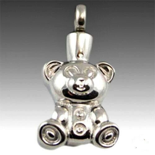 Stainless Steel Teddy Bear Funeral Cremation Urn Pendant
